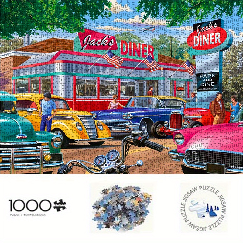 Jigsaw Puzzle Adult - 빈티지 아메리칸 다이너 & 클래식 카
